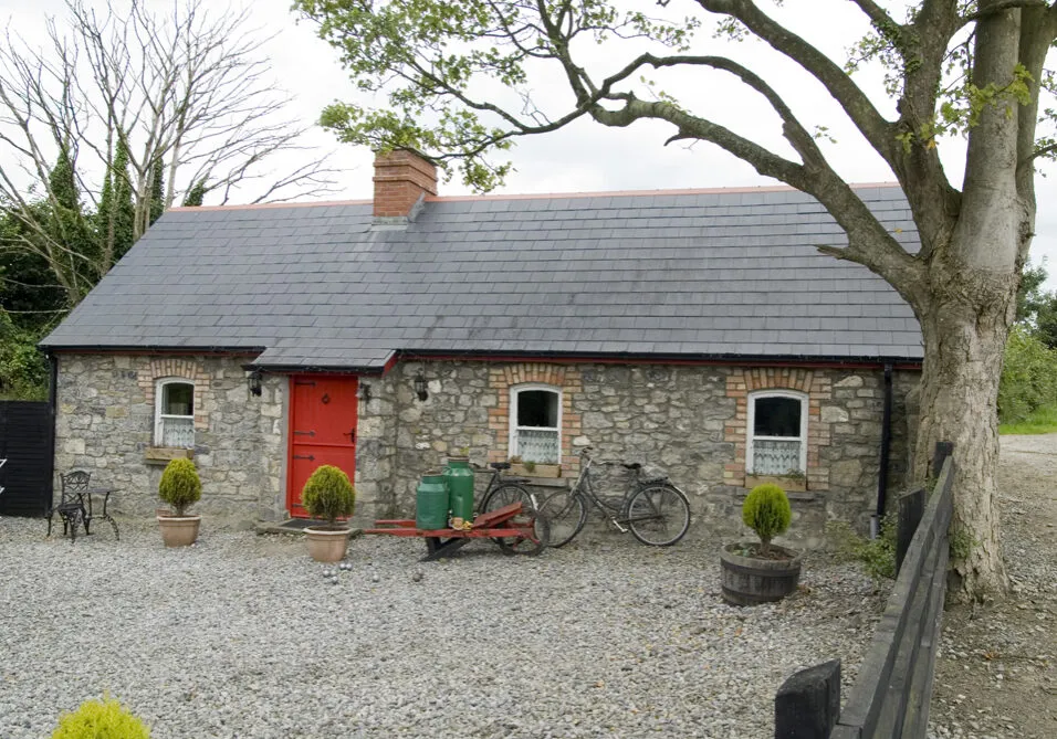 red door on cottage
